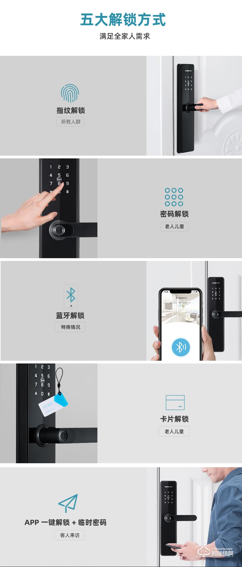 琨山通用智能锁 D217家用防盗门远程开锁公寓密码锁